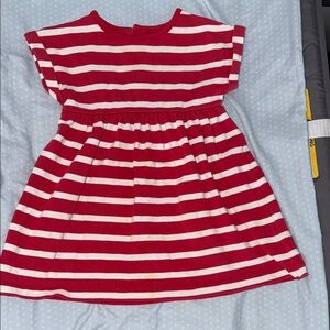 Girls Red and White Striped Casual Dress